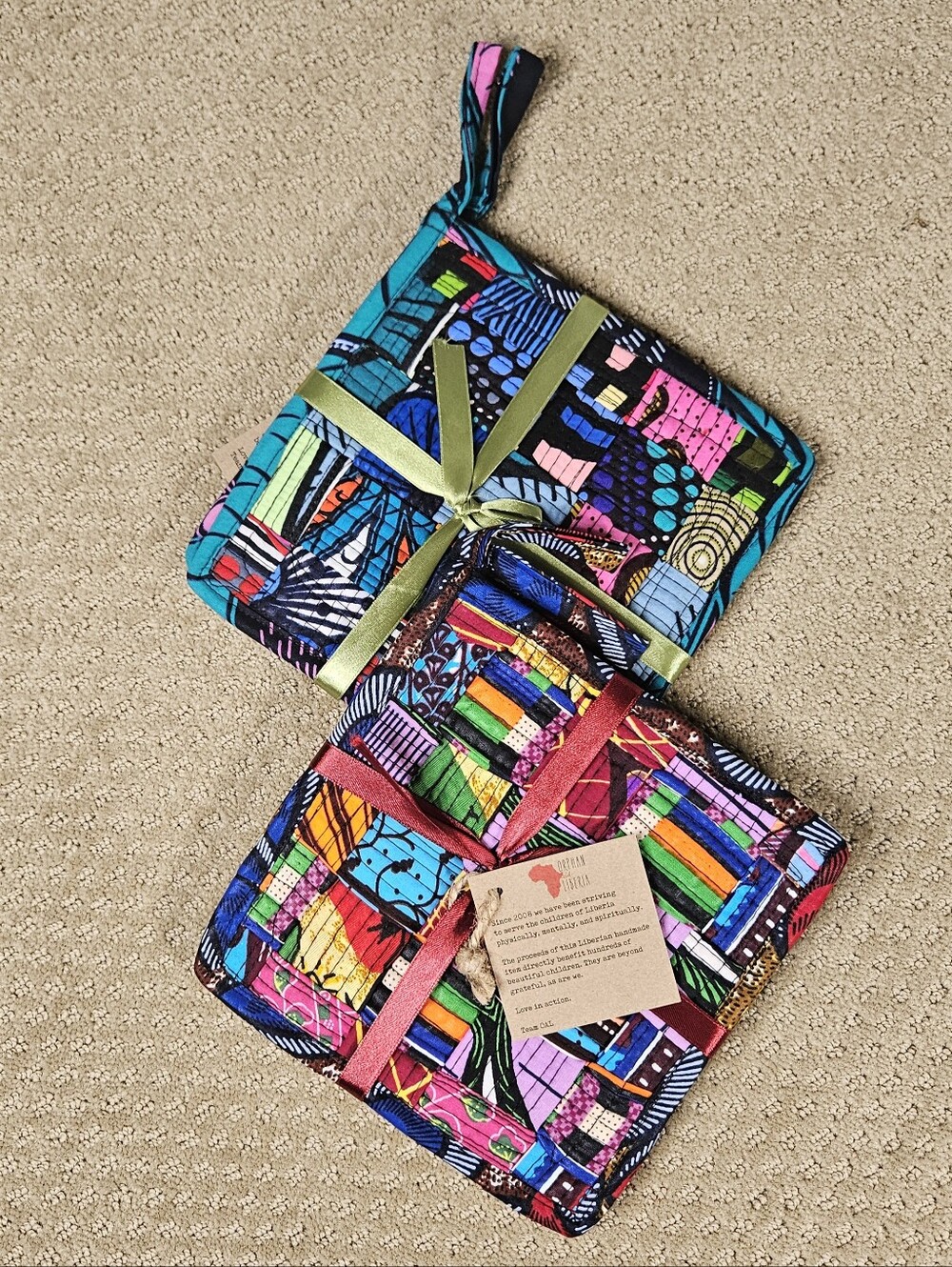 quilted napkins / set of 4 / handmade in Liberia West Africa